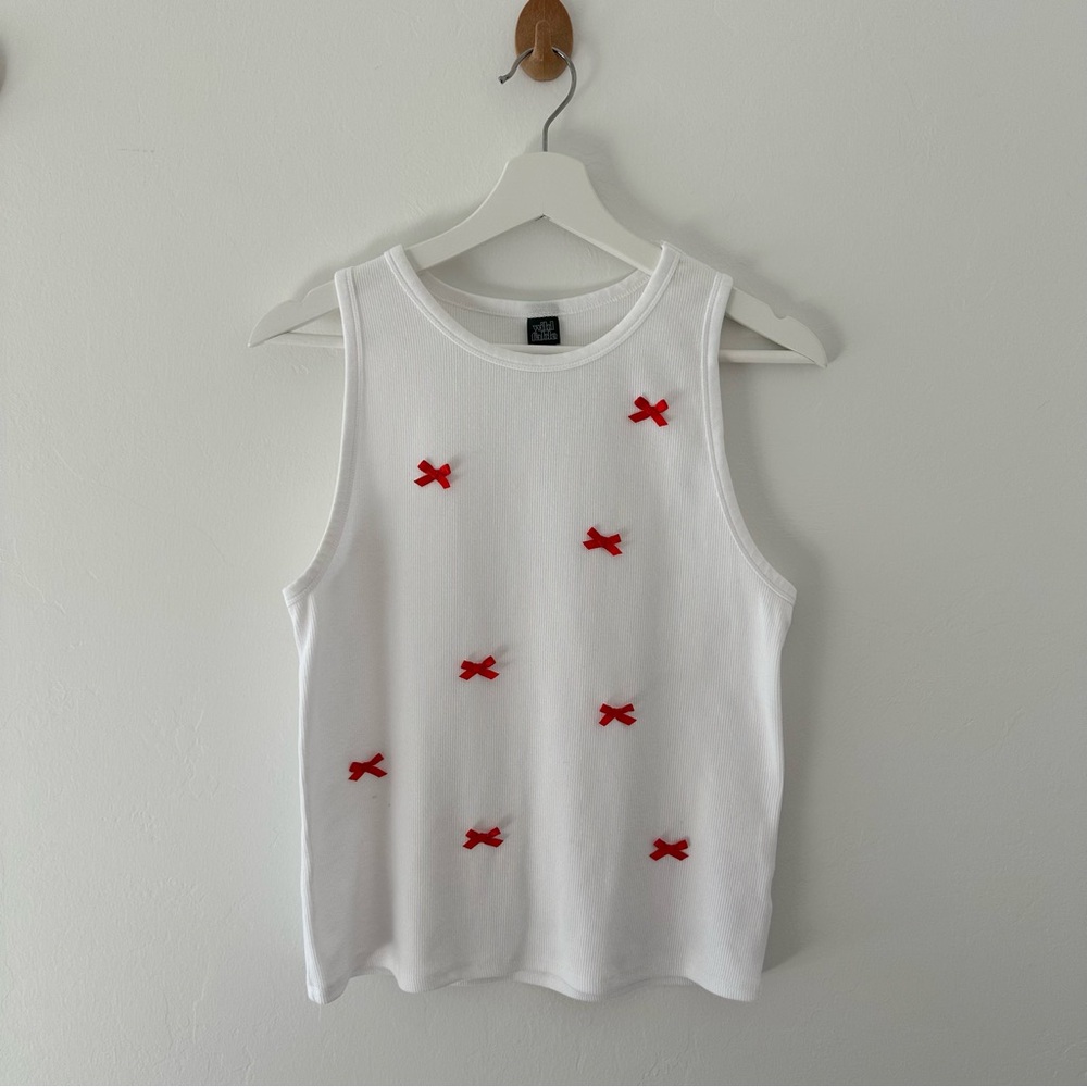 Wild Fable White Tank with Red Bows